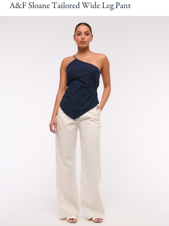 Abercrombie & Fitch Pants - NWT Sloane Tailored Pants Cream Stripe Curve Love 30 Long